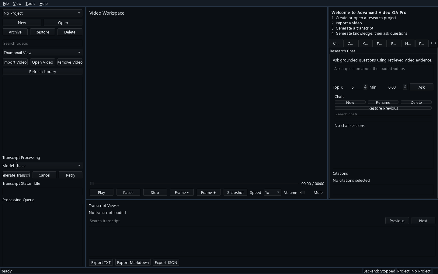 Advanced Video QA System screenshot